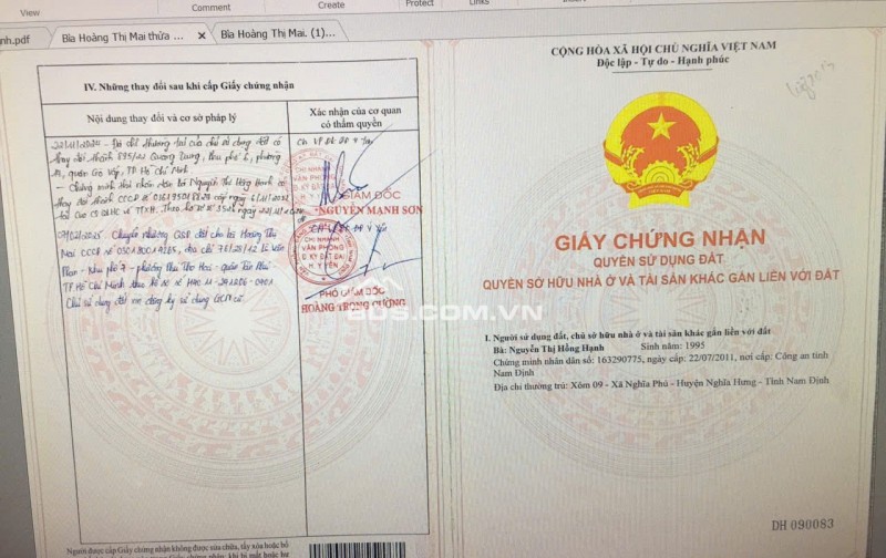 Bán đất tại thôn Minh Lương, xã Yên Lương, Ý Yên, Nam Định